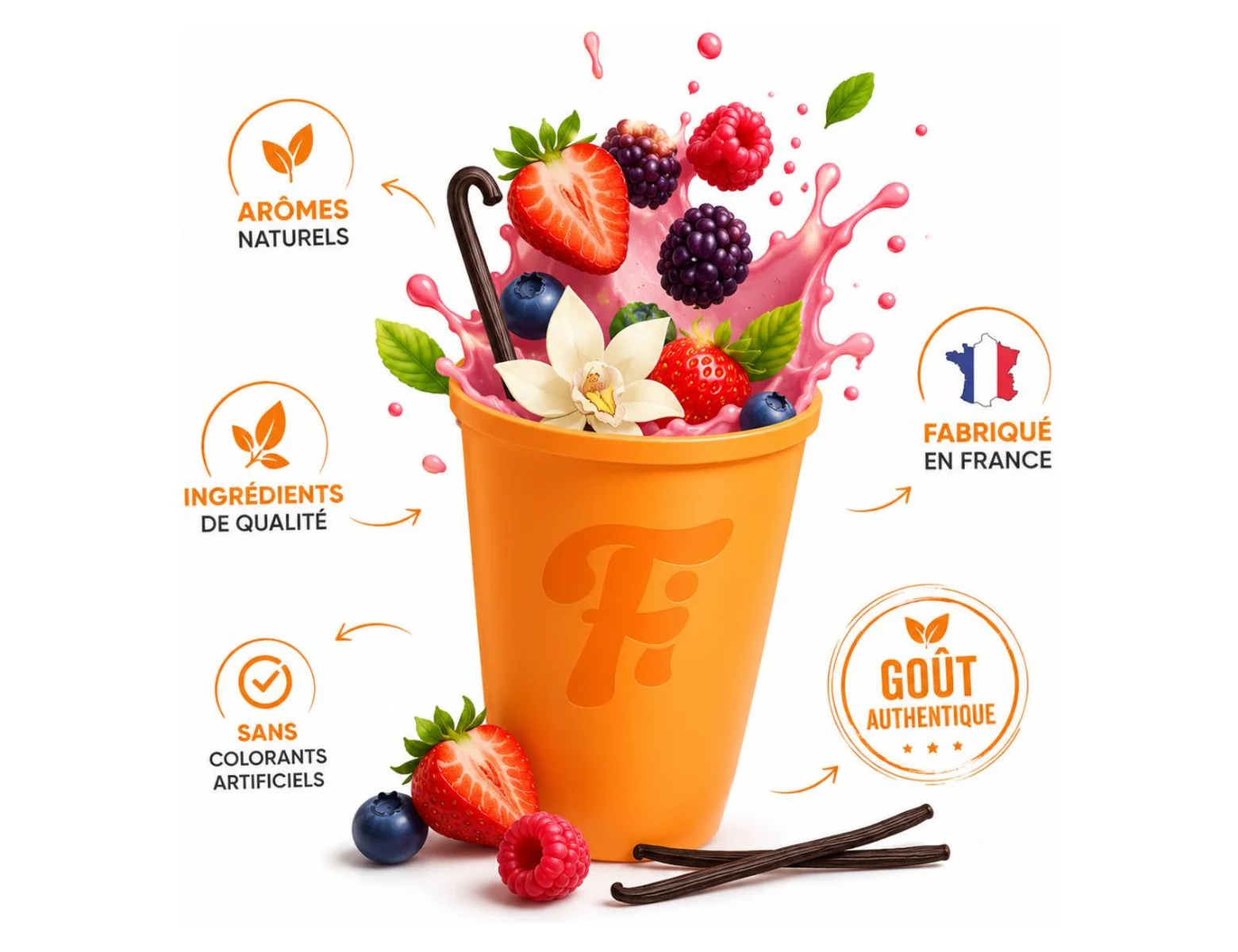 Boisson Fiilin whey vanille fruits rouges — arômes naturels, fabriquée en France